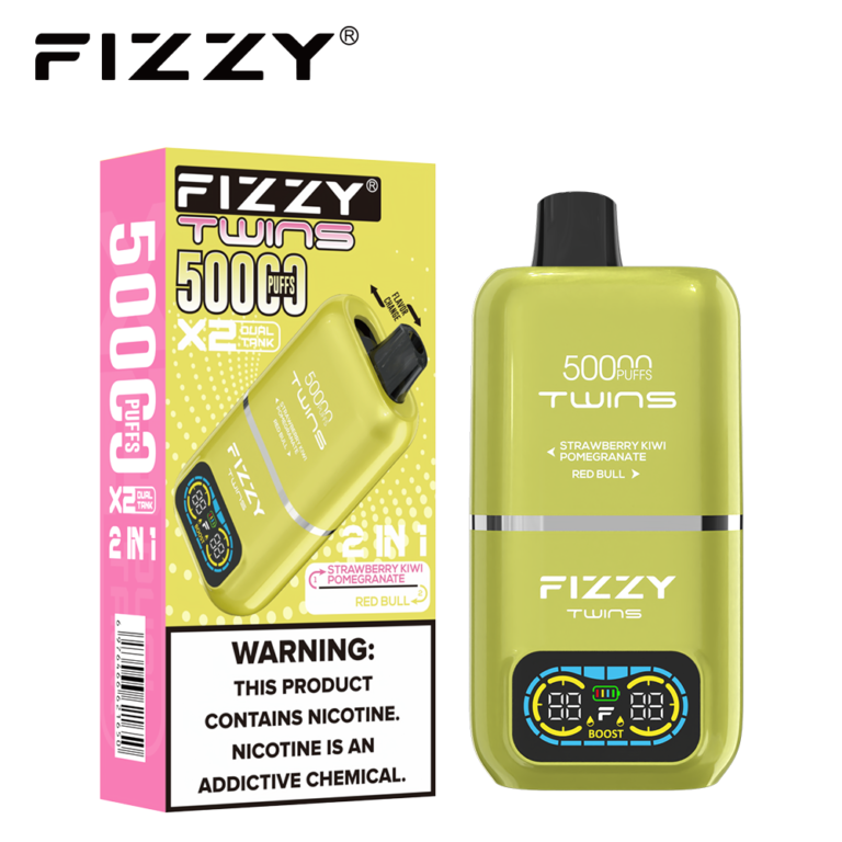 FIZZY TWINS 50000 ストロベリーキウイザクロ / レッドブル 本体とパッケージの画像