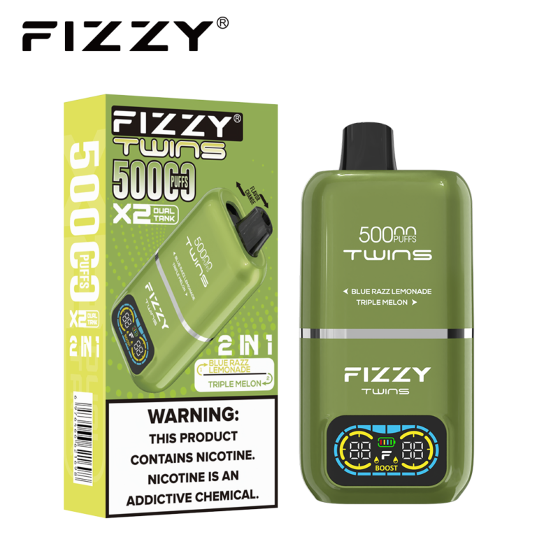 FIZZY TWINS 50000 ブルーラズレモネード / トリプルメロン 本体とパッケージの画像