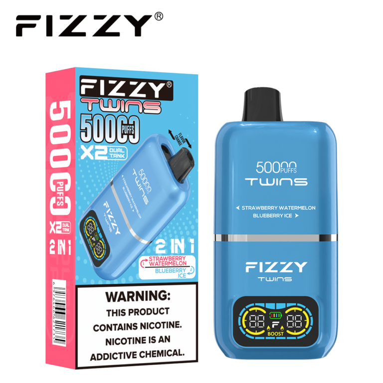 FIZZY TWINS 50000 ストロベリーウォーターメロン / ブルーベリーアイス 本体とパッケージの画像