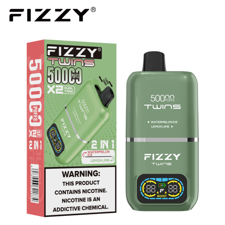 FIZZY TWINS 50000 ウォーターメロンアイス / レモンライム 本体とパッケージの画像